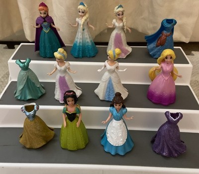 DISNEY Princess Magic Clip On Dress Figures Rapunzel Ariel Anna Elsa snap LOT