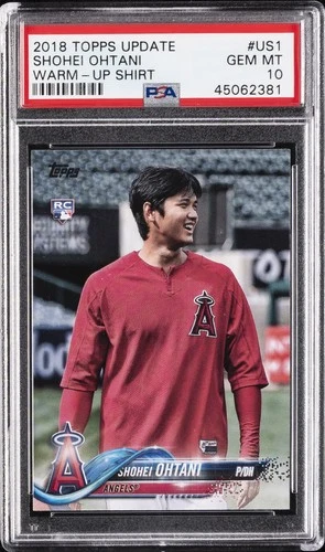2018 TOPPS UPDATE WARM-UP SHIRT #US1 SHOHEI OHTANI ROOKIE RC PSA 10