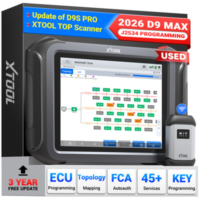 USED XTOOL D9 MAX Diagnostic Tool J2534 ECU Programming Key Programmer Topology