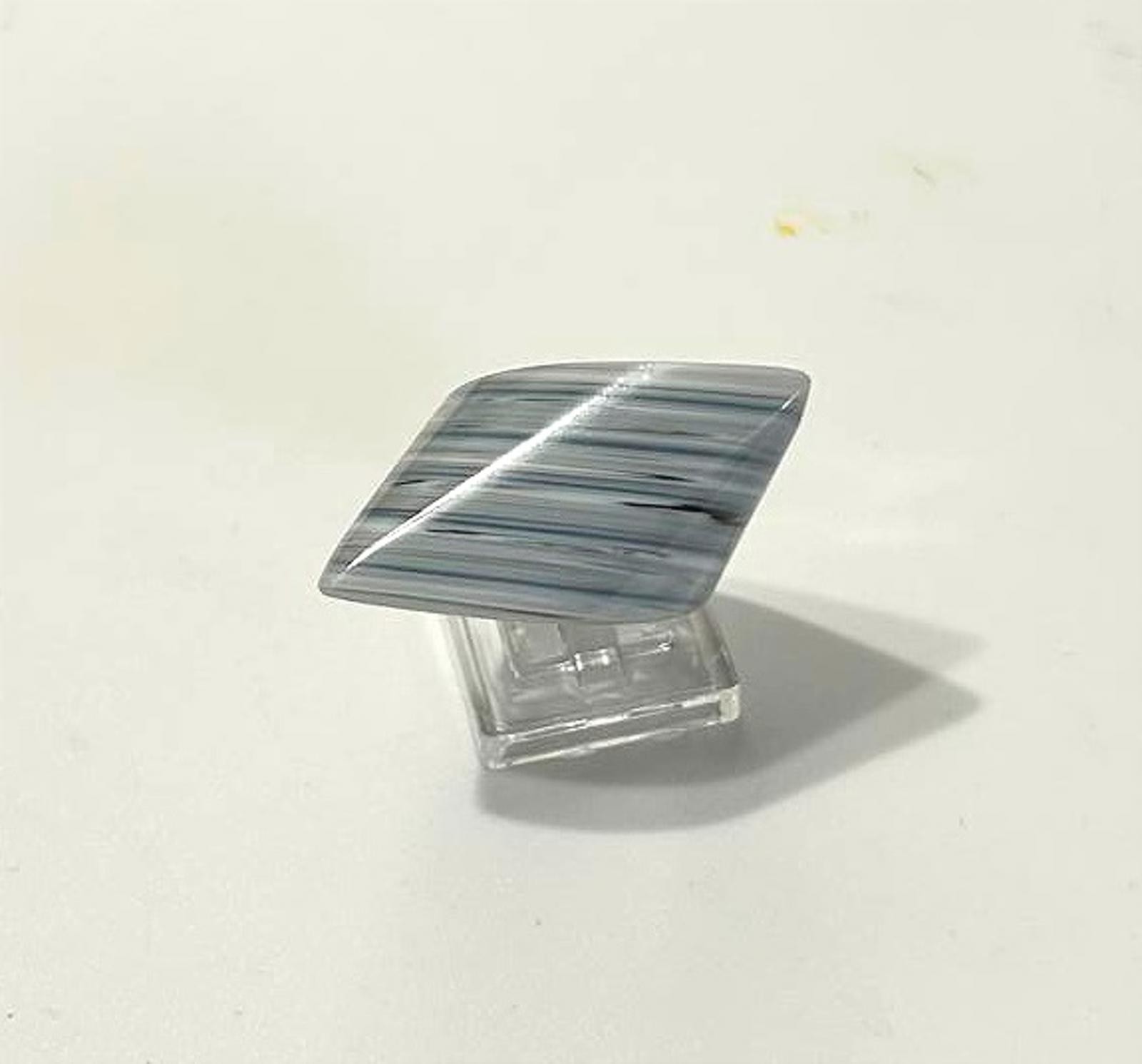 Geometric Resin Statement Ring Gray Marble Open C… - image 3