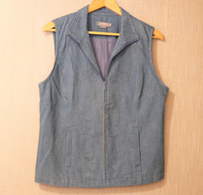 Vintage Koret City Blues Denim Vest Sleeveless Collared Jacket Women's S H97-22