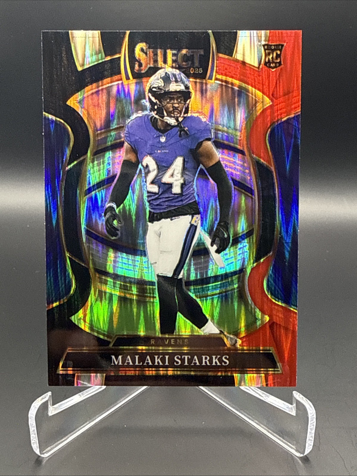 2025 Panini Select #61 Malaki Starks Black and Red Prizm Shock