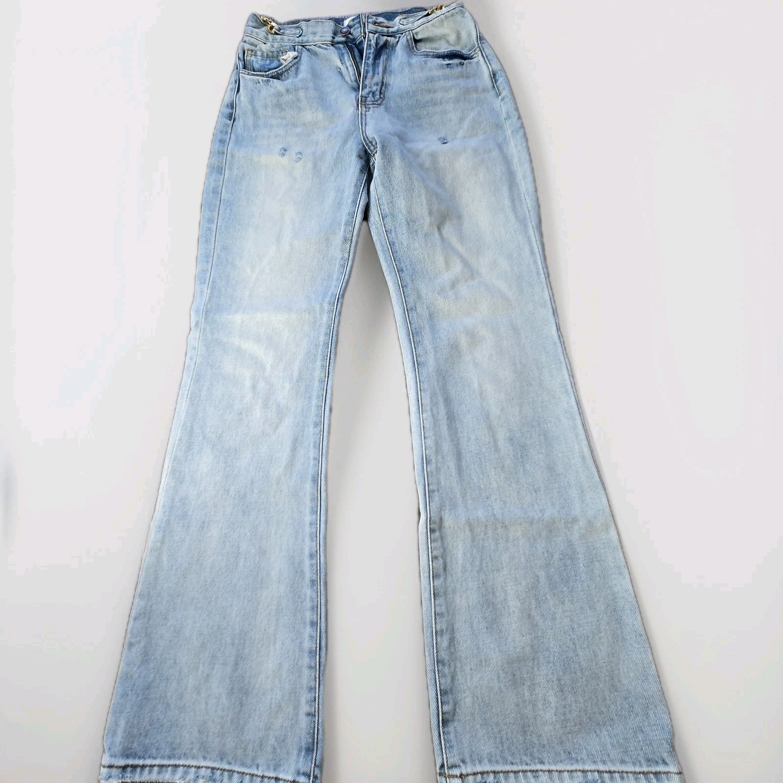 CELINE Blue Distressed Denim Zip Fly Jeans Size 36