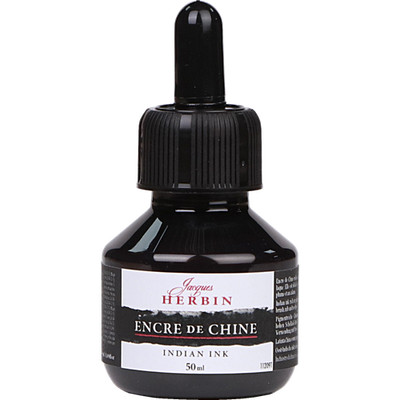 Jacques Herbin 4x Schwarze Chinatusche 50ml - Schwarz 11209T