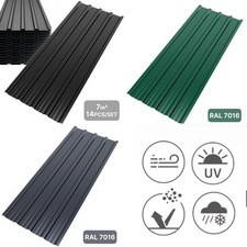 Mondeer 14 x Metal Roof Sheets Galvanized Panels Corrugated Roofing Garage Shed