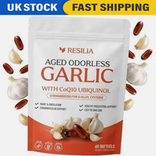 Resilia Garlic Extract 600mg Softgels - 60 Count - Odorless Aged Garlic