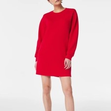 Spanx Air Essentials Crew Neck Long Sleeve Dress Red XS 50453R