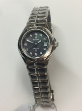 Bulova 96P12 Ladies Watch Black Mother Of Pearl Marine Star Diamonds