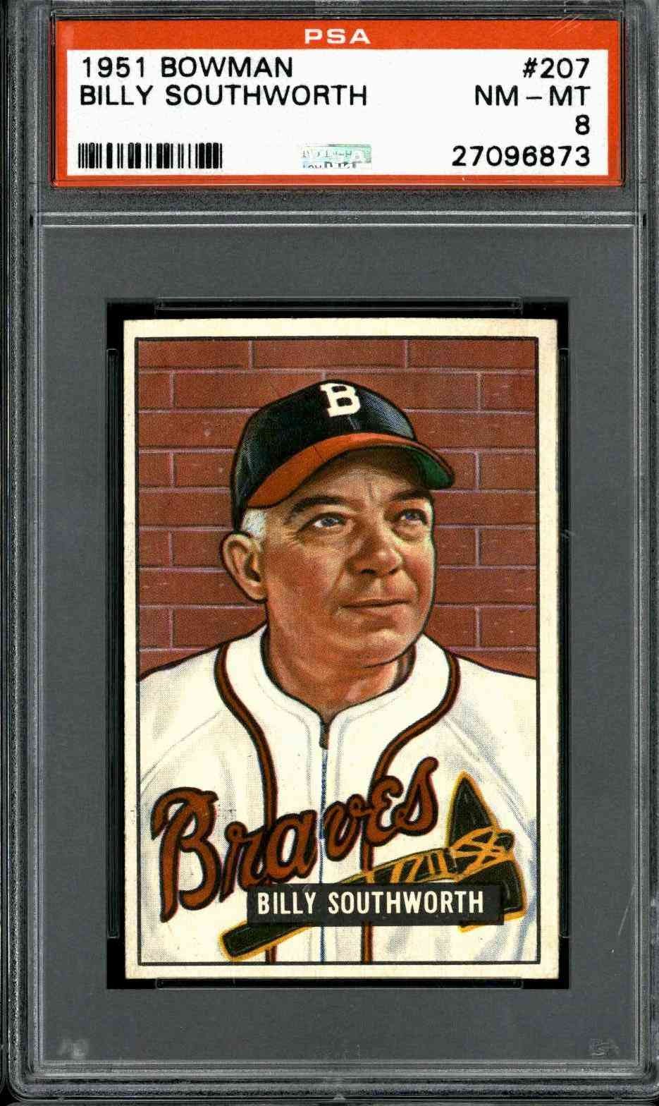 1951 Bowman #207 Billy Southworth - PSA 8
