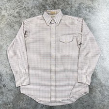 Vintage L.L. Bean Shirt Mens Medium White Check Button Down Long Sleeve Casual
