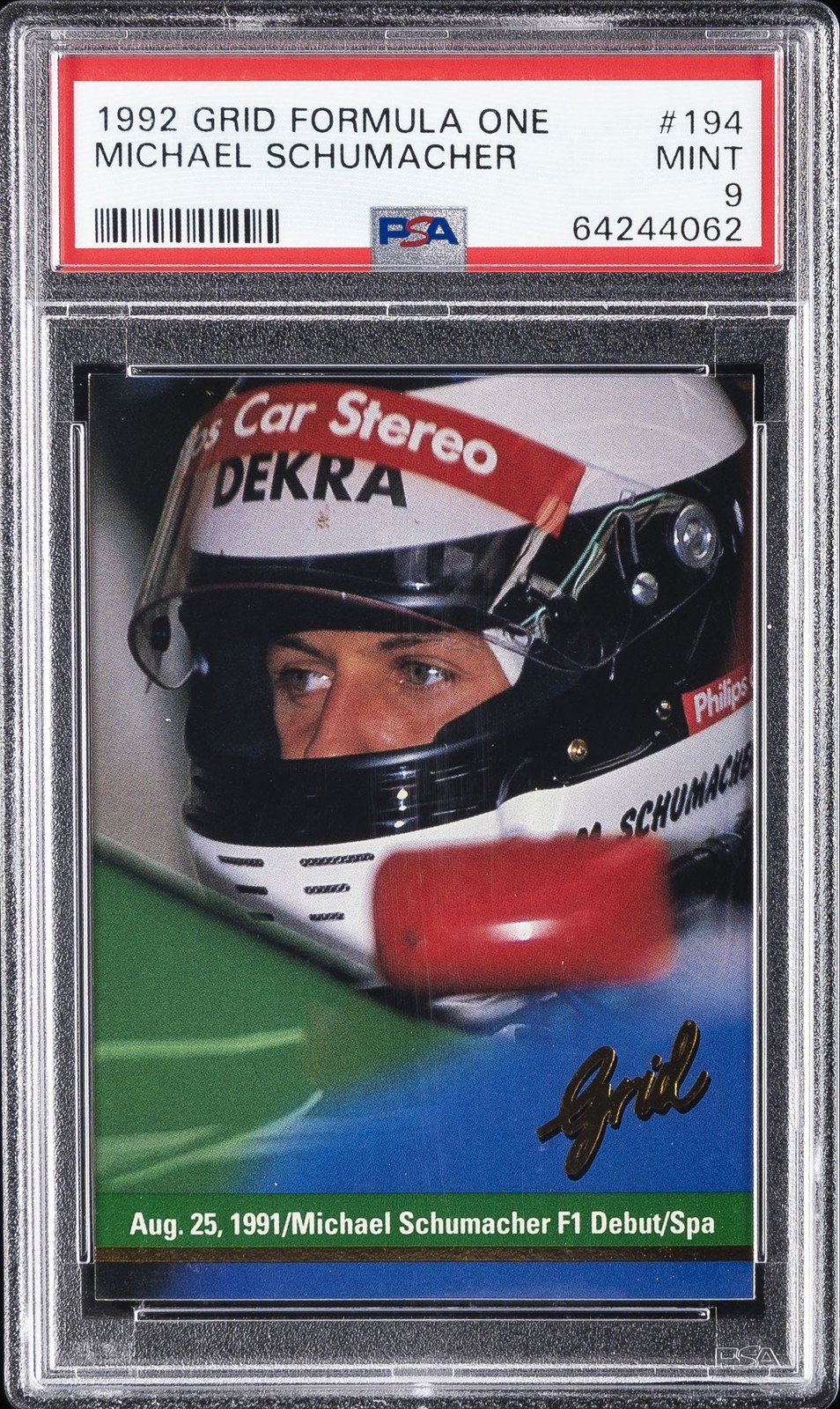 1992 GRID FORMULA ONE #194 MICHAEL SCHUMACHER PSA 9