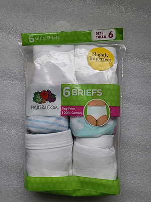 6-pk Fruit of the Loom Girls Cotton Brief Underwear size 6 !!!