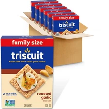 Triscuit Roasted Garlic Whole Grain Wheat Crackers Lunch Snacks Bulk Snack Cr...