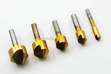 5pc 90° Countersink Titanium Flute Rotary Router Tool Cutter Screw Drill Bit Set