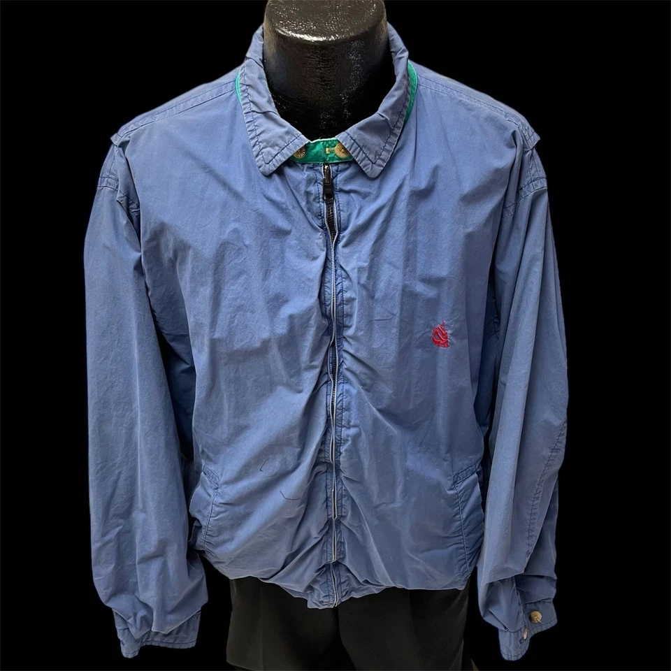 Chaqueta de Vela De Colección Años 80 Azul Náutica REVERSIBLE Harrington Bomber ARCO IRIS CUADROS Foto 3 de 4