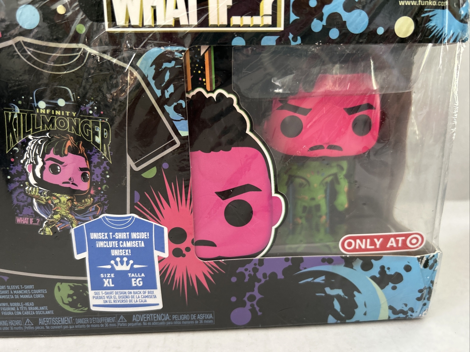 FUNKO POP TEES MARVEL WHAT IF INFINITY KILLMONGER SHIRT XL & VINYL FIGURE NEW