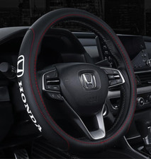 15" PU Leather+Carbon fiber Steering Wheel Cover For 1969-2024 Honda All models