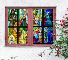 3D Church Belief O284 Window Film Print Sticker Cling Stained Glass UV Block Am