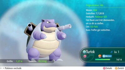 Shiny Turtok Lvl 1 Pokémon Lets Go Evoli/Pikachu