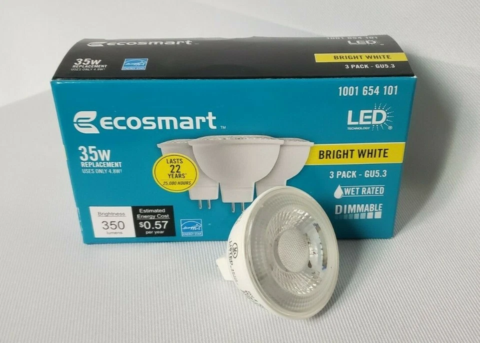 18 Pack- Ecosmart 35W Equivalent Bright White MR16 GU5.3 Dimmable LED Light Bulb - Image 2 of 4