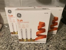 Lot 3 3-PK GE Window Candle Christmas CLEAR Lights Battery Operated 9  Gold