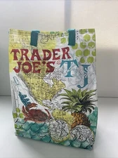 Trader Joe's Reusable Shopping Grocery Bag DESTINATION Ship Map Globe Teal