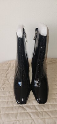 Cape Robbin Victory Black Square Toe Chunky Block High Heel Ankle Booties Size 8