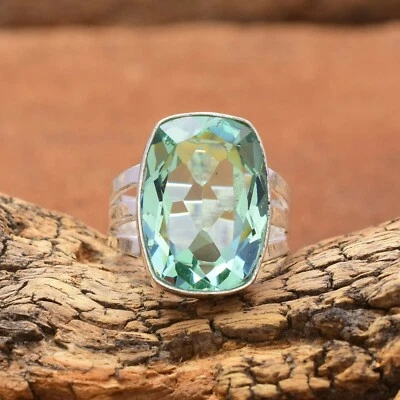 Aquamarin Edelstein 925 Sterling Silber Statement Ring – Geschenk für Ehemann - Bild 1 von 4