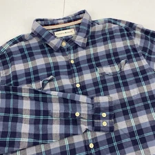 The Normal Brand Shirt Men 2XL Flannel Blue Plaid Check Long sleeve button Work