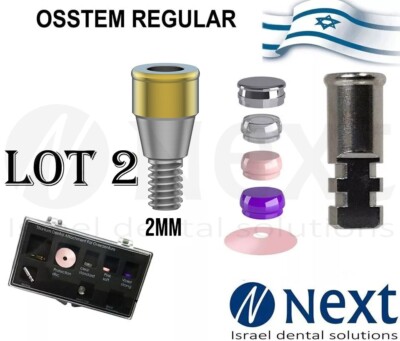 LOTx2 Dental Abutment Flat 2 mm attachment Hiossen Regular Set conical