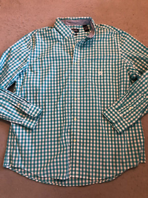 Chaps Shirt Men's 2XL Bright Blue/White Checker Easy Care Button Up ...