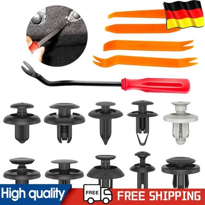 100Pcs Fastener Remover Kits with 5 Tools Plastic Door Trim Panel Fender Clips