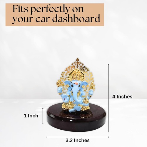 Lord Kalpavrikshya Tree Ganesha Idol Gold Plated for Car Dashboard - Picture 6 of 7