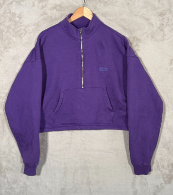 Set Active Cropped Sweatshirt Womens medium Purple 1/2 Zip
