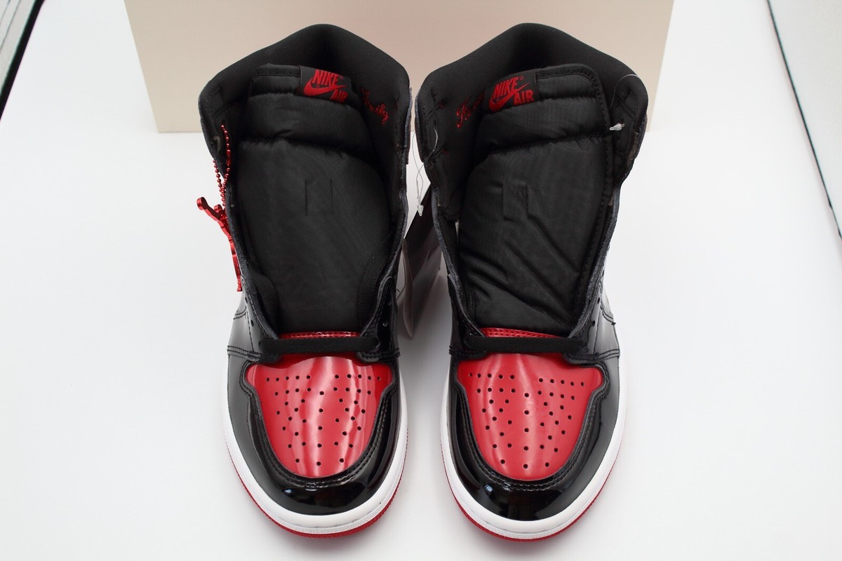 14cm 即発送 NIKE JORDAN 1 TD PATENT BRED Nike Jordan 1 Retro High OG Patent Bred GS (575441-063
