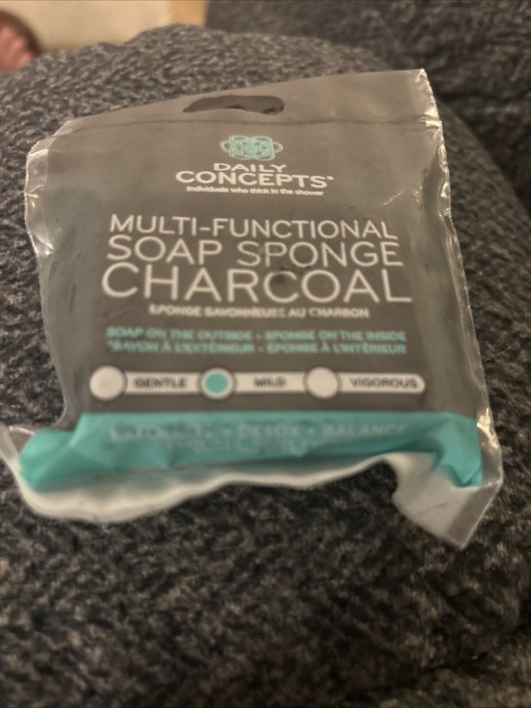 Daily Concepts CHARCOAL Multi-Functional Mini Soap Sponge NEW Travel Size 1.6 oz
