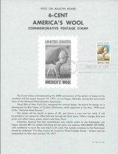 #1423 6c America's Wool Stamp Poster- Unofficial Souvenir Page Flat HC