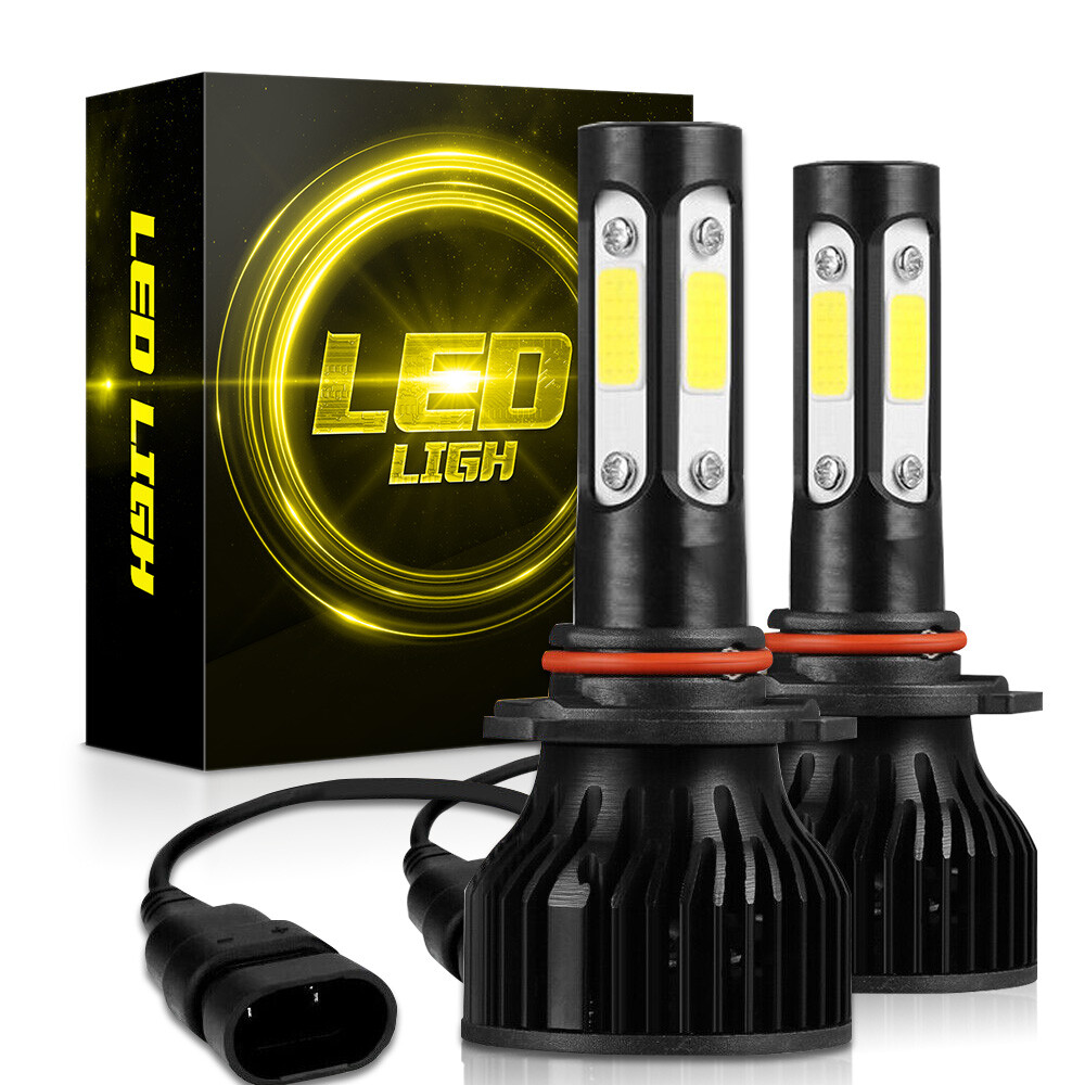 9005 9006 LED Headlights Bulbs 10000K High Low Beam Kit Combo Super White Bright