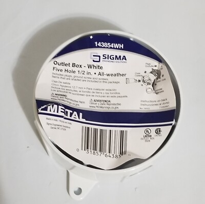 Sigma Electric 5-1/2 in Round Metalic Weatherproof Box 143854WH New