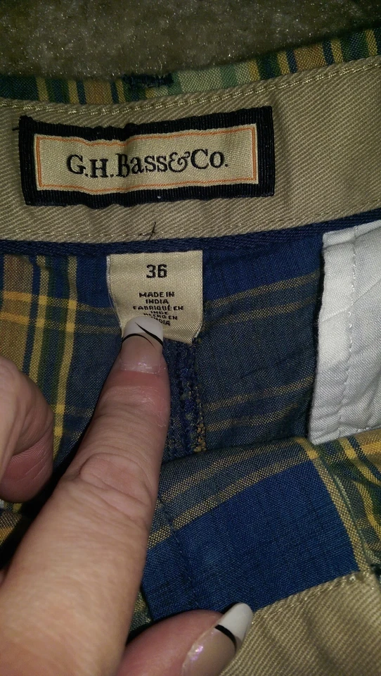 Pantalones Cortos GH Bass & Co Para Hombre Talla 36 Azul Amarillo Verde Rayas NUEVO Foto 2 de 3
