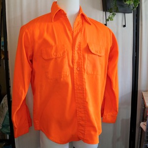 Vtg Sport King Hunter Safety Orange Denim Button Up Shirt Men's M/L USA MADE | eBay
