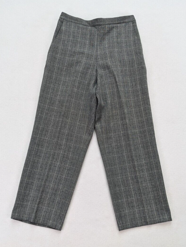Alfred Dunner Women's Pants Size 8P Gray Plaid Flat Front Elastic Waist Pull On