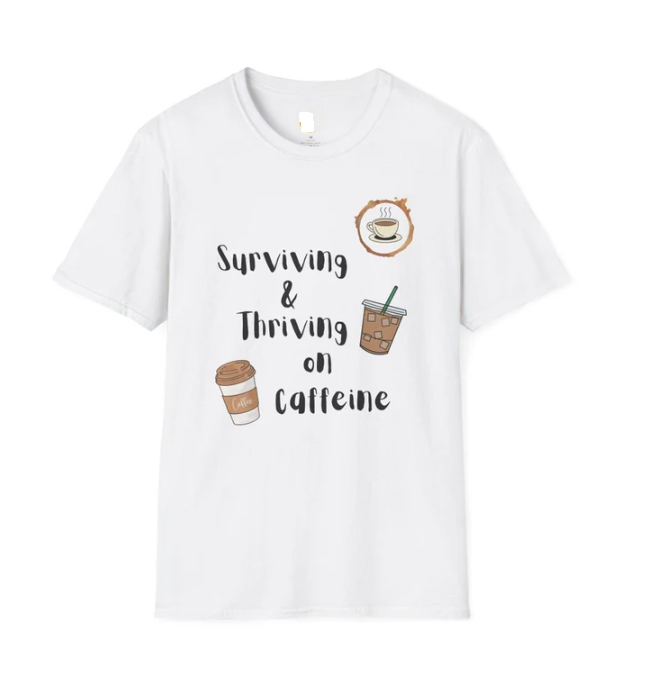 New T-Shirt  Unisex Softstyle T-Shirt, unisex caffeine shirt coffee funny shirt