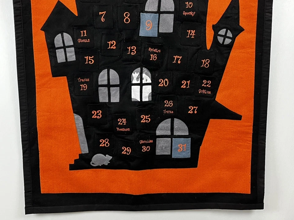 Large Pottery Barn Kids Advent Halloween countdown Calendar Spooky Mansion 42x32 - Image 3 of 4