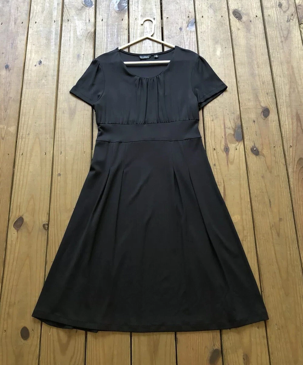 Dialogue women s M simple black short sleeve flattering midi dress