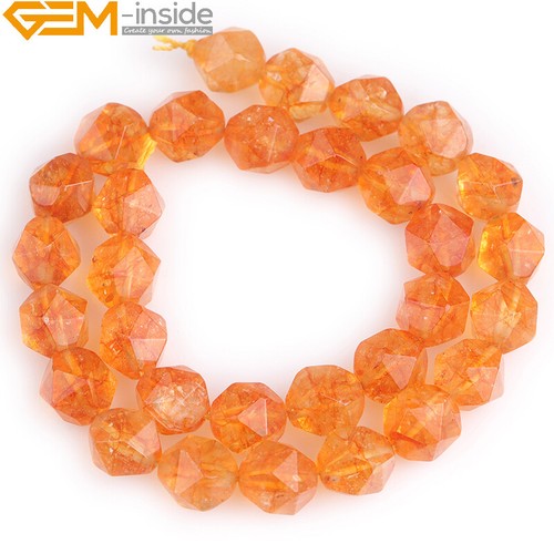 Faceted Polygonal Yellow Citrine Dyed Crystal Loose Beads For Jewelry Making 15" - Imagen 7 de 28
