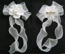 Off White Flower Girl Communion Wedding Veil Satin Flower Headpiece