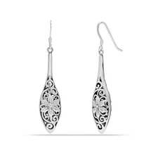 925 Sterling Silver Antique Jewelry Filigree Drop Dangle Earrings for Women 51MM