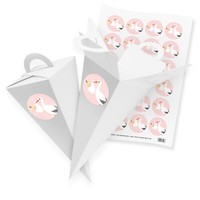 itenga 24X GeschenktüTe 21Cm Weiß Storch Baby Rosa Geburt Taufe Gastgeschenk