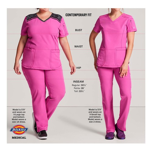 Dickies Dynamix Women Scrubs Top Rounded V-Neck Plus Size DK739, 2XL, Pewter - Picture 4 of 8